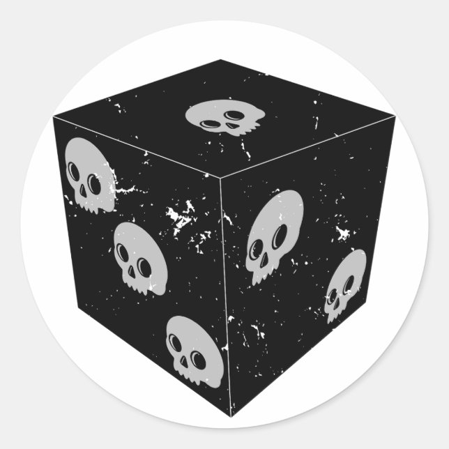 Sticker Rond Dessins crâniens désorganisés Dice (Devant)