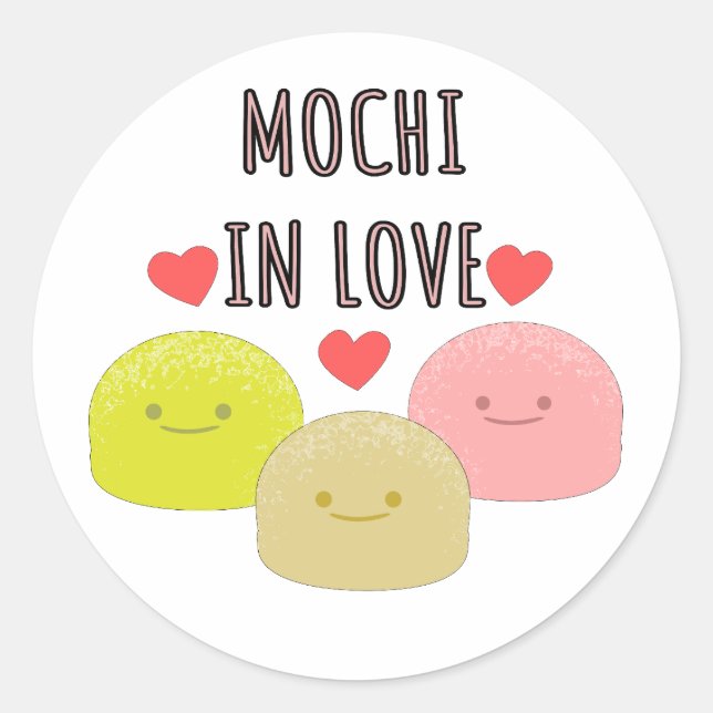 Sticker Rond Dessins de dessin mignon Mochi (Devant)