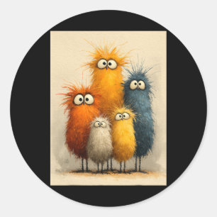 Sticker Rond Dessins d'oiseaux de dessin animé aux yeux écarqui