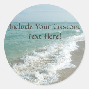 Sticker Rond Destination Mariage Ocean Waves Enveloppe Sceau ou