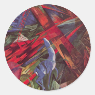 Sticker Rond Destinées animales par Franz Marc, Art cubiste vin