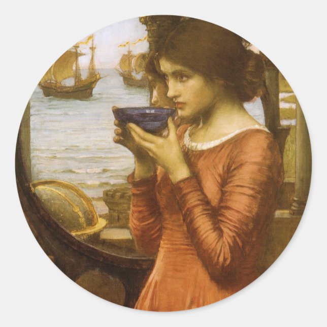 Sticker Rond Destiny par John William Waterhouse (Devant)