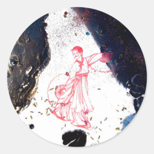 Sticker Rond "Détail de la danseuse éventail"