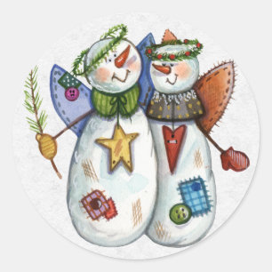 Sticker Rond Détaillant d'enveloppes de Noël