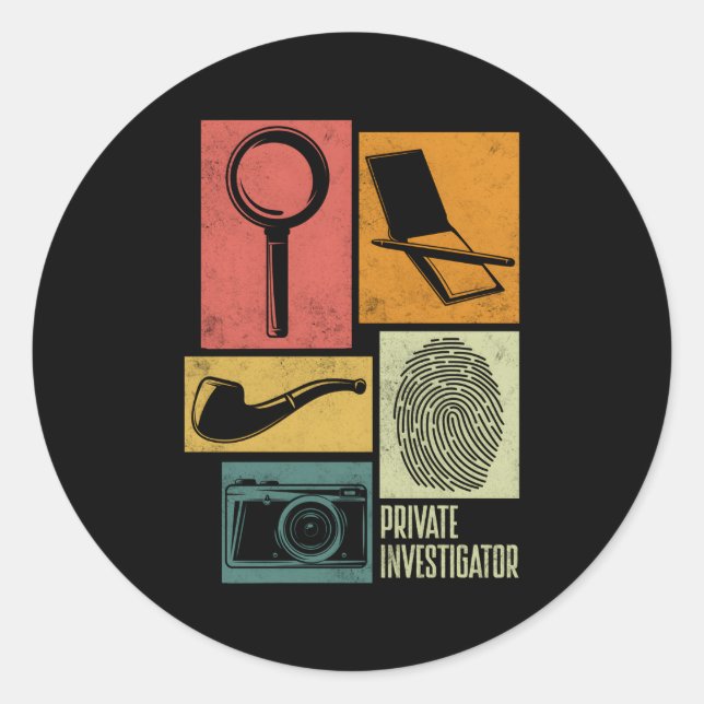 Sticker Rond Détective privée Enquête criminelle Silhouettes (Devant)