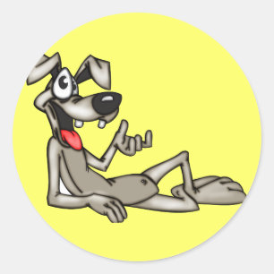 Sticker Rond Détendez-vous chien de dessin