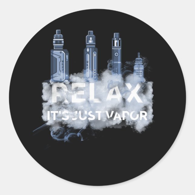 Sticker Rond Détendez-Vous Son Vapeur Vapeur Électronique Cigar (Devant)