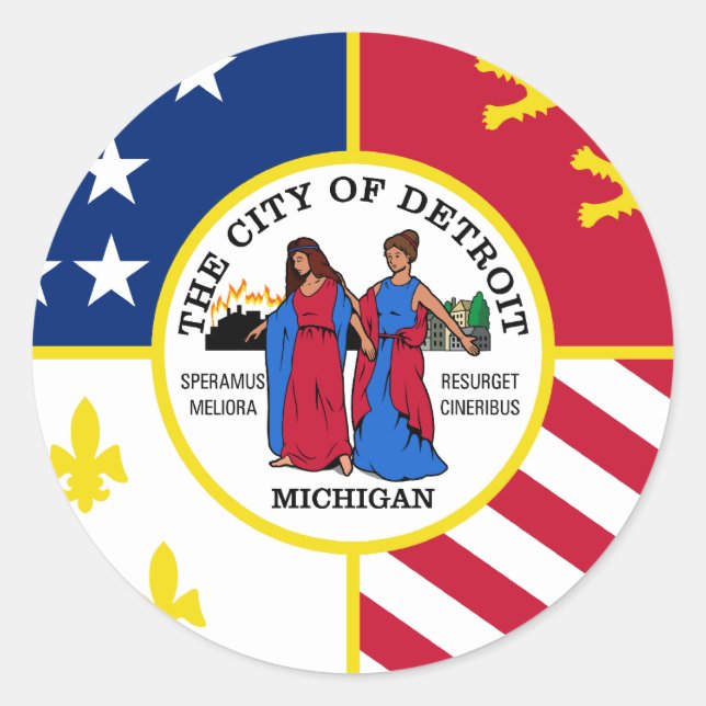 Sticker Rond Detroit, Michigan, États-Unis (Devant)