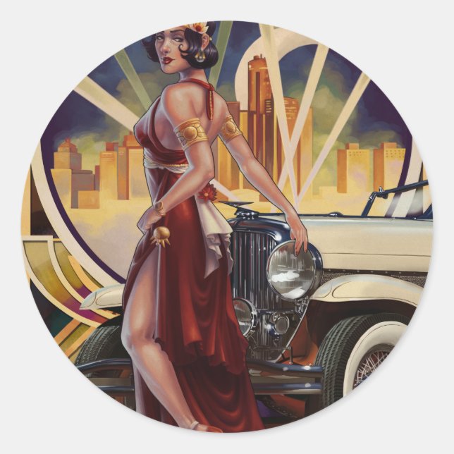 Sticker Rond Detroit, Michigan | Ville automobile (Devant)