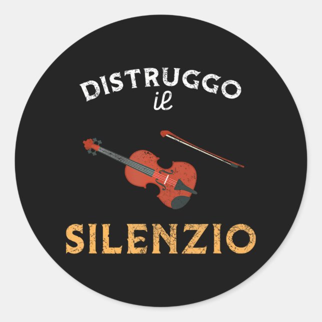 Sticker Rond Détruisez le jeu de violon silencieux (Devant)