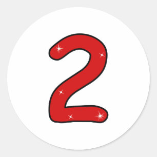Sticker Rond deux, 2 ans, deuxième, 2 ans, date, numéro 2,