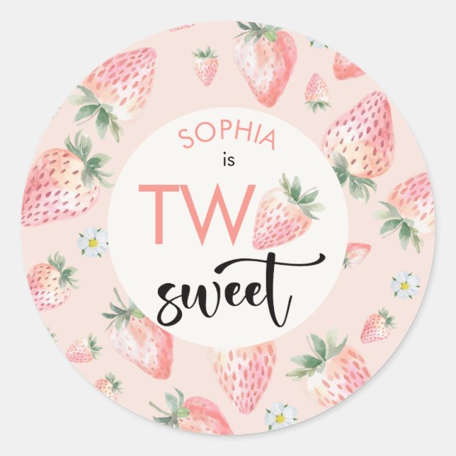 Sticker Rond Deux anniversaire de enfant de fraise sucrée (Devant)