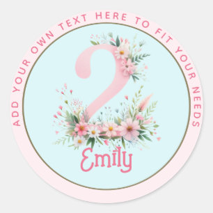 Sticker Rond DEUX Aujourd'hui Fairy Pink Princess Fairytale Fai