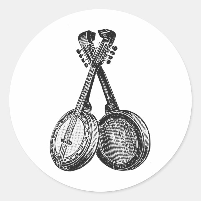 Sticker Rond Deux banjos (Devant)