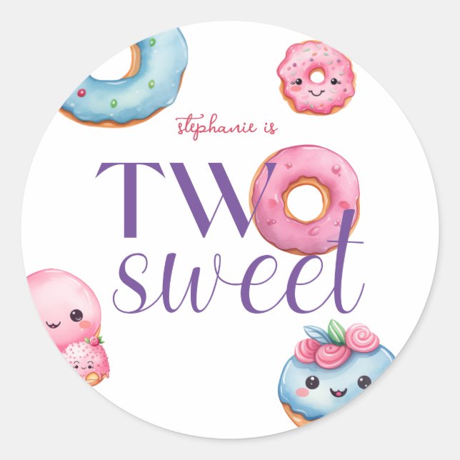 Sticker Rond Deux beignets sucrés fête d'anniversaire (Devant)