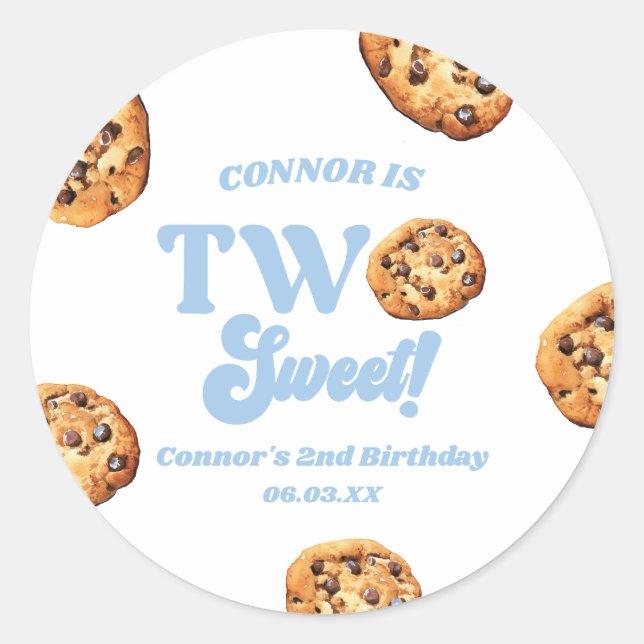 Sticker Rond Deux biscuits sucrés et du lait 2e anniversaire (Devant)