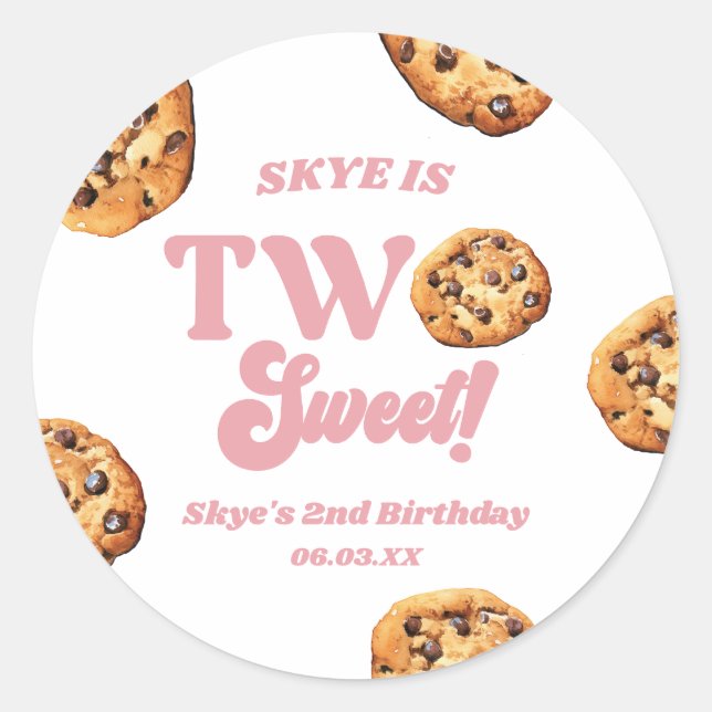 Sticker Rond Deux biscuits sucrés et du lait 2e anniversaire (Devant)