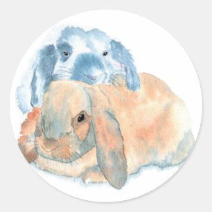 Sticker Rond Deux chevalets de lapins
