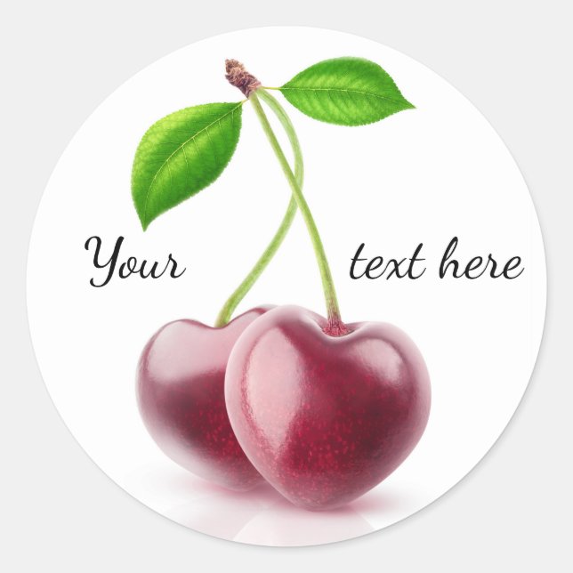Sticker Rond Deux coeurs de cerise (Devant)
