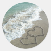 Deux Coeurs de sable sur la plage, Océan romantiqu