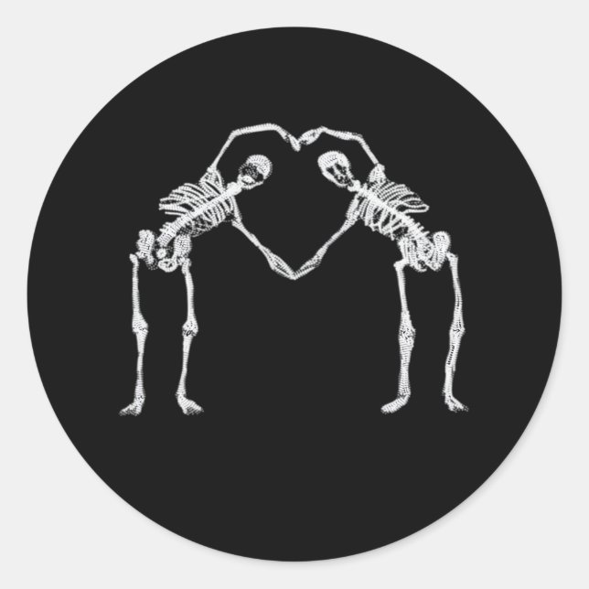 Sticker Rond Deux Coeurs de squelette Mains Classique (Devant)