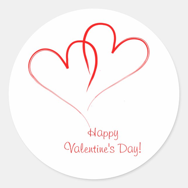 Sticker Rond Deux coeurs rouges - Heureuse Sainte-Valentin ! (Devant)