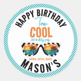 Sticker Rond Deux Cool Boy 2e fête d'anniversaire