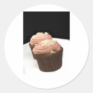 Sticker Rond deux cupcakes roses