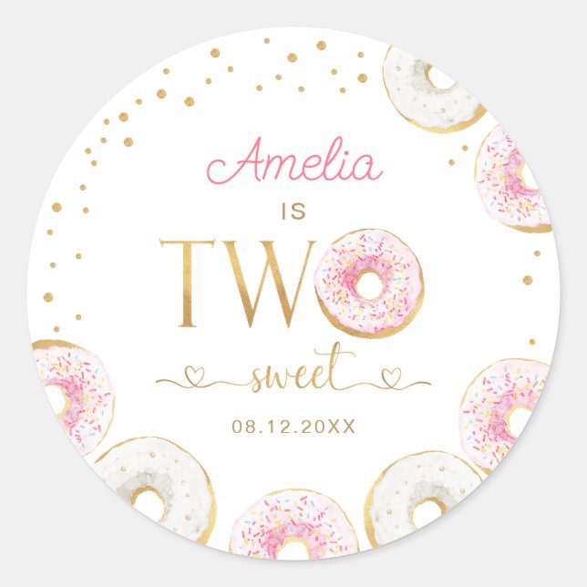Sticker Rond Deux douces beignets d'or rose (Devant)