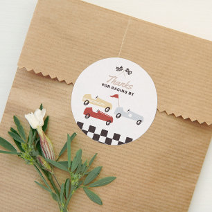 Sticker Rond Deux Fast Race Car Boy 2e fête d'anniversaire