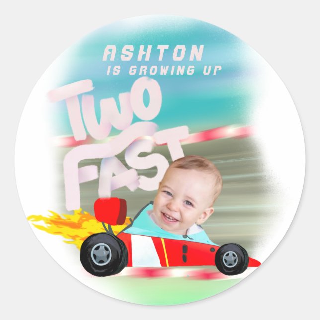 Sticker Rond Deux fêtes d'anniversaire rapides (Devant)