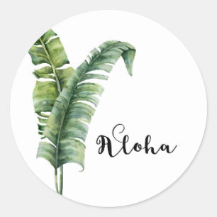 Sticker Rond Deux feuilles de palmier élégantes Mariage tropica