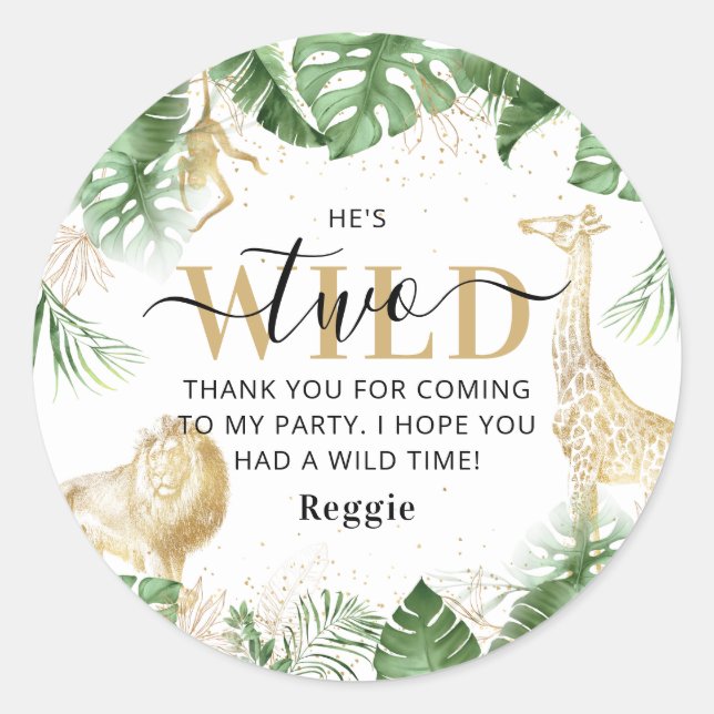 Sticker Rond Deux jungle sauvage Verdure & Merci d'or Anniversa (Devant)