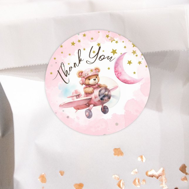 Sticker Rond DEUX la lune | Girl Pink 2e anniversaire (Créateur téléchargé)