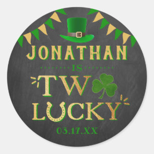 Sticker Rond Deux Lucky St. Patrick's Day 2e anniversaire