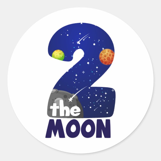 Sticker Rond DEUX LUNE 2e anniversaire Toddler Space Anniversai (Devant)