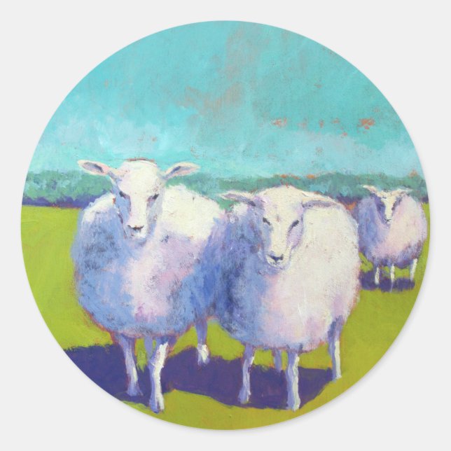Sticker Rond Deux Moutons En Champ (Devant)