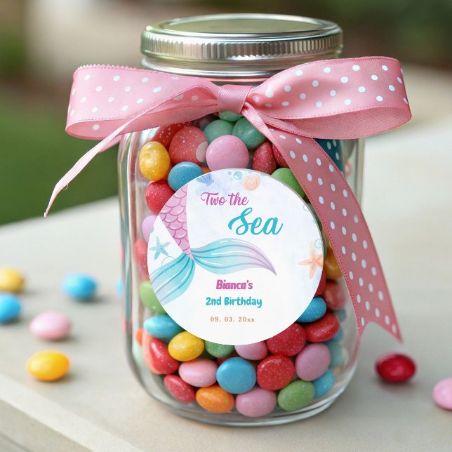 Sticker Rond Deux nautiques de la mer 2e fête d'anniversaire (Créateur téléchargé)