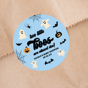 Sticker Rond Deux petits boos jumeaux Baby shower d'Halloween