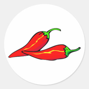 Sticker Rond Deux poivrons de piment rouge de côté