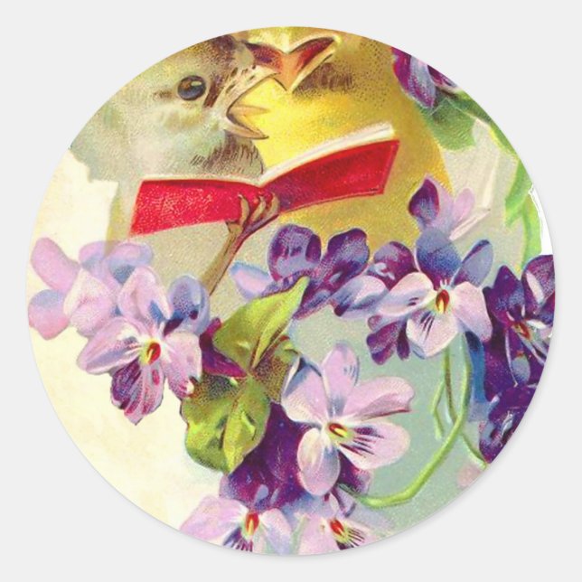 Sticker Rond Deux poupons en coquille d'oeuf chantent du livre  (Devant)