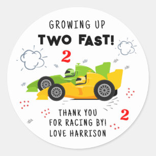 Sticker Rond Deux Rapides 2e Anniversaire Enfants Racing Voitur