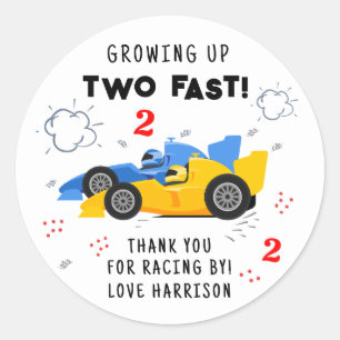 Sticker Rond Deux Rapides 2e Anniversaire Enfants Racing Voitur