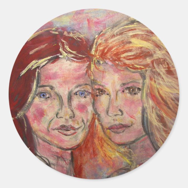 Sticker Rond deux soeurs (Devant)