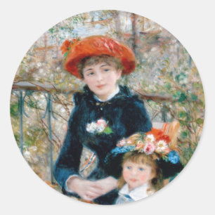 Sticker Rond Deux Soeurs en Terrasse par Renoir. Impression d'a