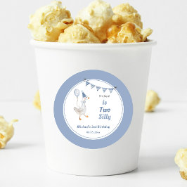 Sticker Rond Deux sots Goose Blue Boy 2e anniversaire