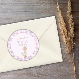 Sticker Rond Deux sottes Goose Girl 2e Merci de fête d'annivers