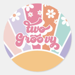 Sticker Rond Deux Sunshine Retro Super Rainbow Daisy