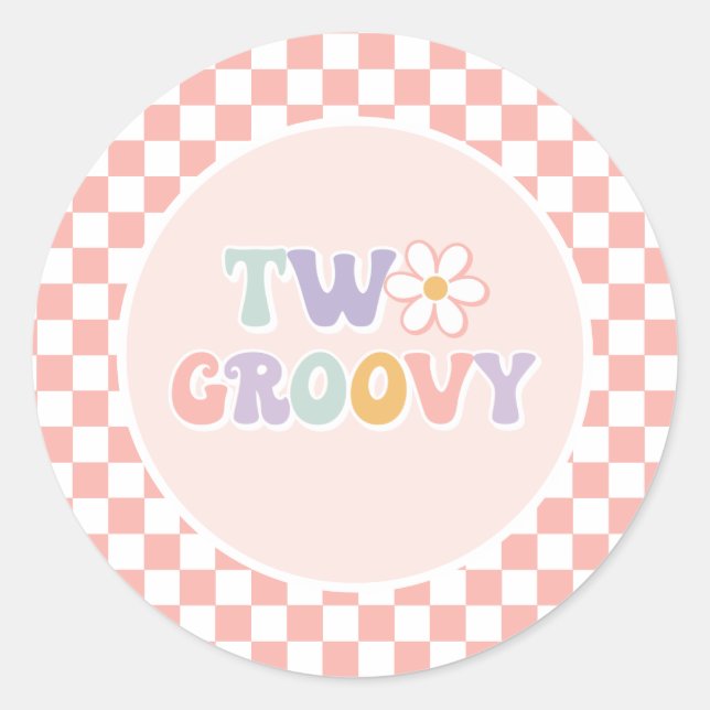 Sticker Rond Deux Super Pink Daisy Checker (Devant)