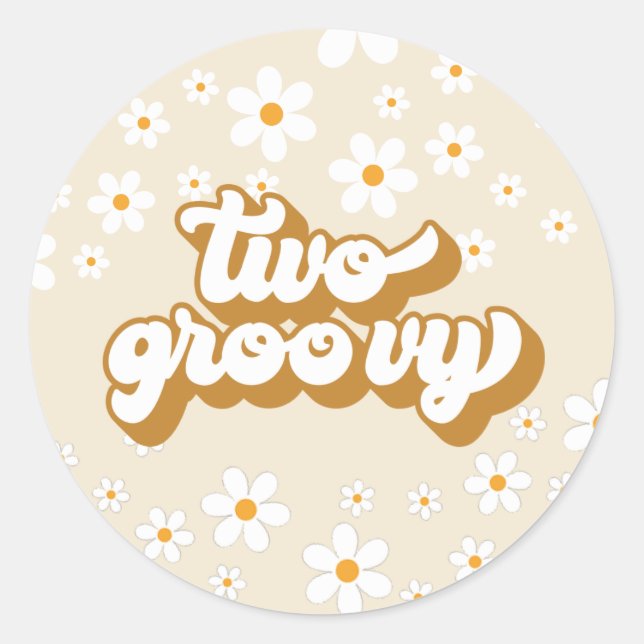 Sticker Rond Deux Super Retro Daisy 2e anniversaire (Devant)